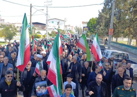 راهپیمایی حماسی مردم سیمرغ پس از نماز جمعه در محکومیت ترور رهبر شهید انقلاب اسلامی